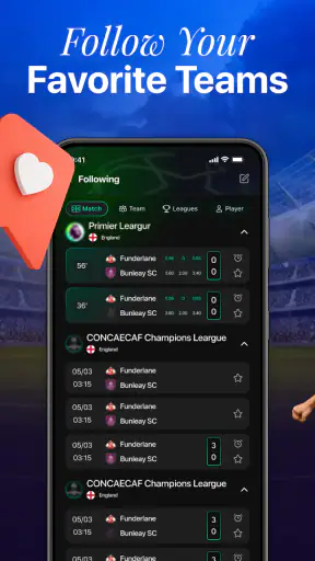 Fußball Live-Ergebnisse App screenshot