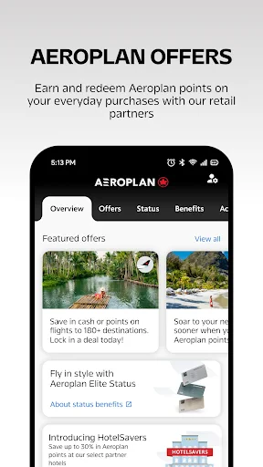 Air Canada + Aeroplan screenshot