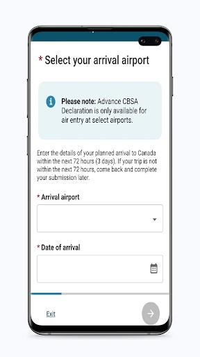 ArriveCAN screenshot