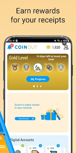 CoinOut Receipts & Rewards App screenshot