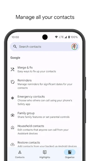 Contacts screenshot