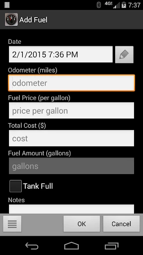 FillUp - Gas Mileage Log screenshot