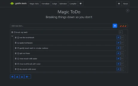 Goblin Tools screenshot