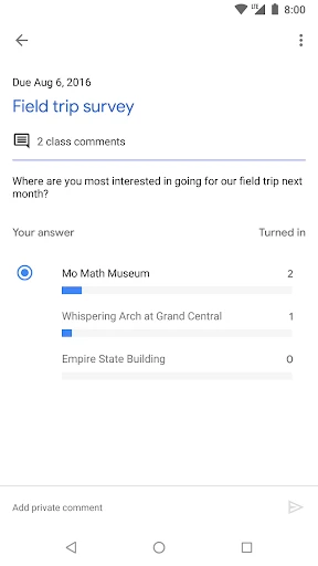 Google Classroom screenshot