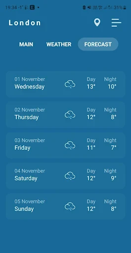 Indoor thermometer screenshot