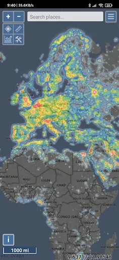 Light pollution map screenshot