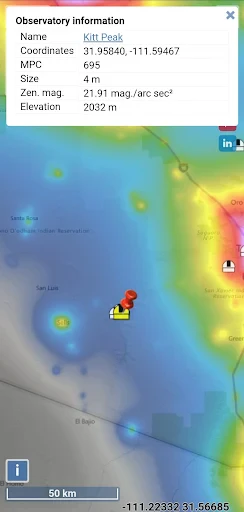 Light pollution map screenshot