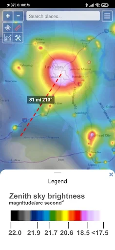 Light pollution map screenshot