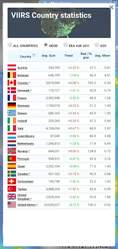 Light pollution map screenshot