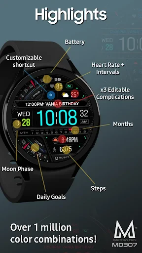 MD307 Digital watch face screenshot