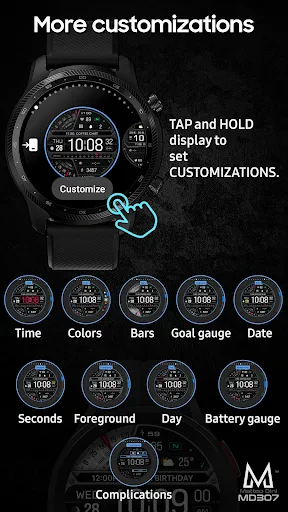 MD307 Digital watch face screenshot