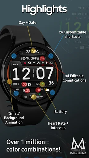MD332 Digital watch face screenshot