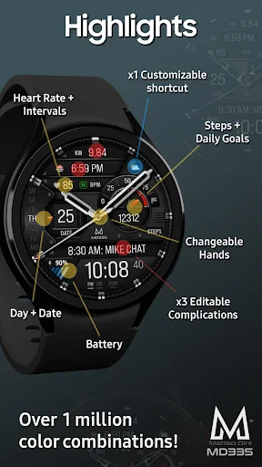 MD335 Hybrid watch face screenshot