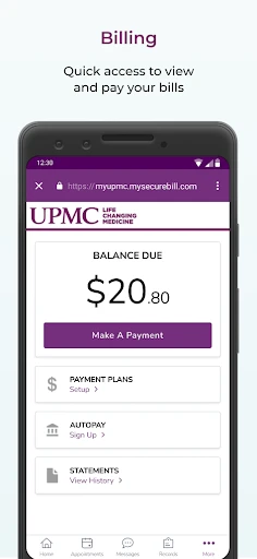 MyUPMC screenshot