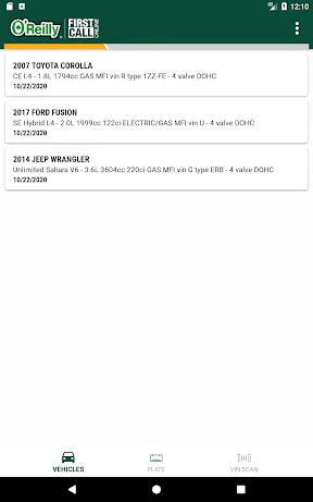 O’Reilly First Call VIN Scan screenshot