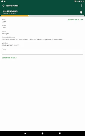 O’Reilly First Call VIN Scan screenshot