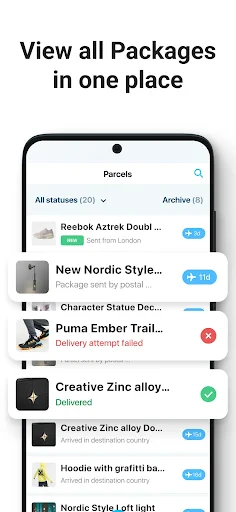 Package Tracker - pkge Mobile screenshot
