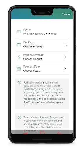 PREMIER Credit Card screenshot