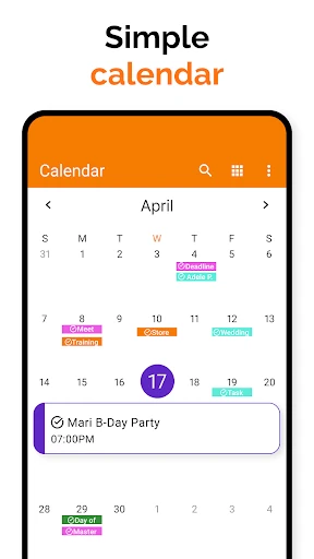 Simple Calendar screenshot