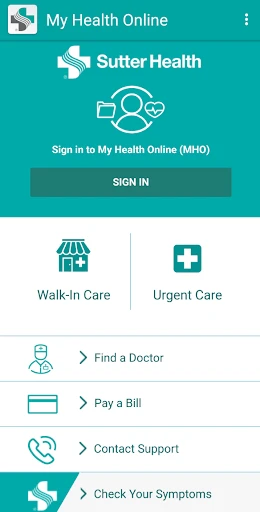 Sutter Health My Health Online screenshot