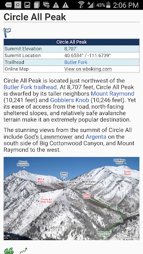 Wasatch Backcountry Skiing Map screenshot