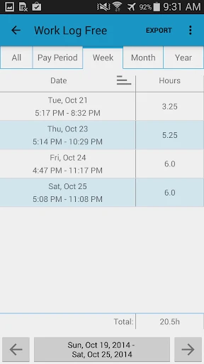 Work Log Pro screenshot