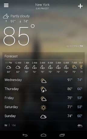 Yahoo Weather screenshot