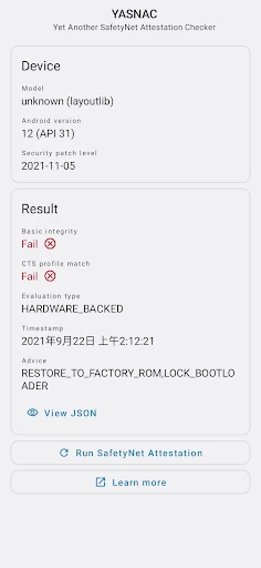 YASNAC - SafetyNet Checker screenshot