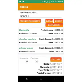 Costo Recetas screenshot