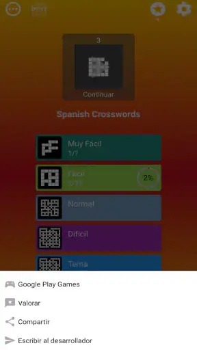 Crucigrama en español screenshot