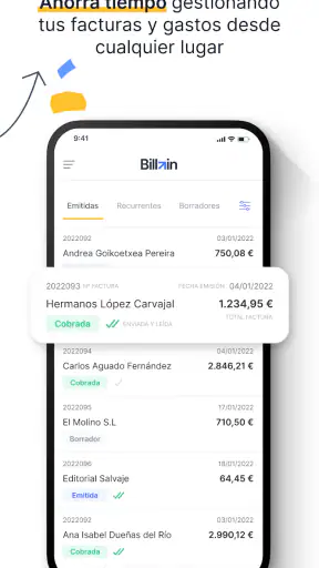 Presupuestos y facturas Billin screenshot