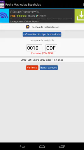 Fecha de Matriculación España screenshot