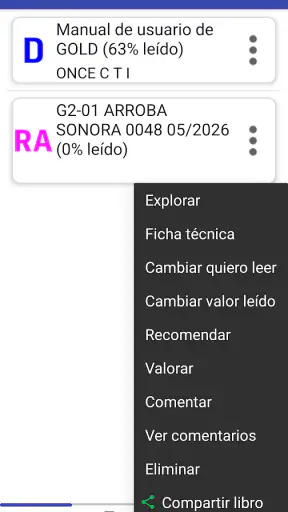 Gestor ONCE libros digitales screenshot