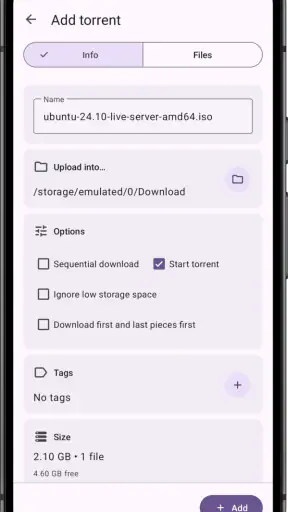 LibreTorrent screenshot