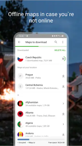 Mapas sin conexión: Mapy.com screenshot