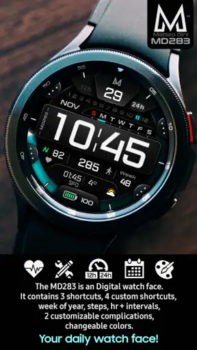 MD283 3D Digital watch face screenshot