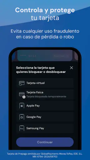 MoneyToPay · Tarjeta Prepago screenshot