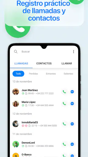 Nombre de la persona que llamó screenshot