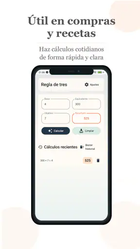 Regla de Tres con Historial screenshot
