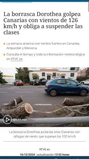 RTVE el Tiempo screenshot