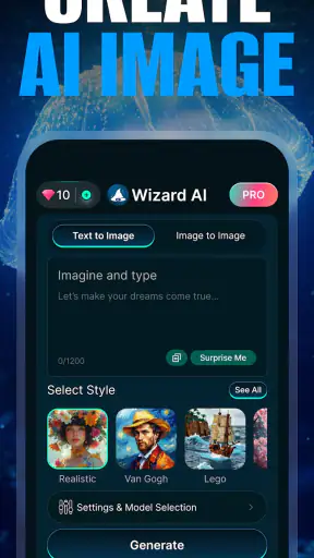 Wizard: AI Photos & AI Filters screenshot