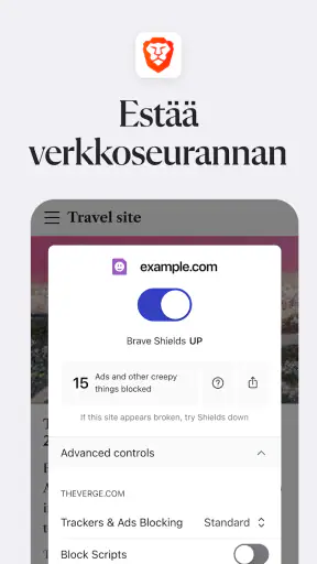 Brave Selain ja Hakukone screenshot