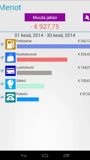 Budjetti ja Kuluseuranta screenshot