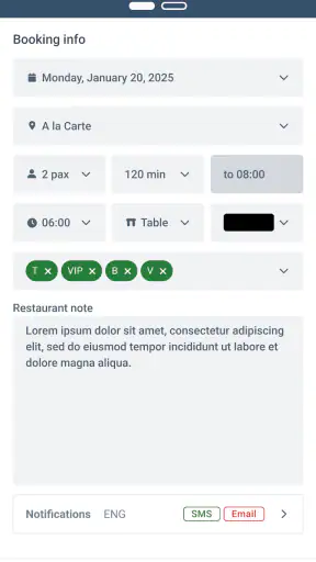 DinnerBooking Business screenshot