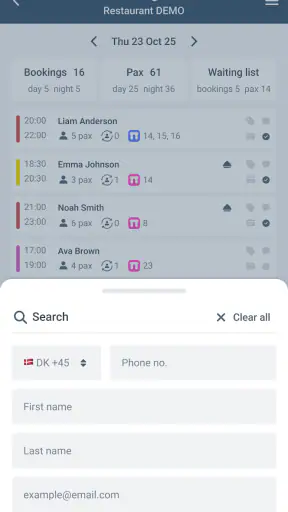 DinnerBooking Business screenshot