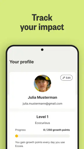 Ecosia Istuta puita selaamalla screenshot