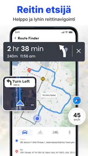GPS-satelliitti live-maakartta screenshot