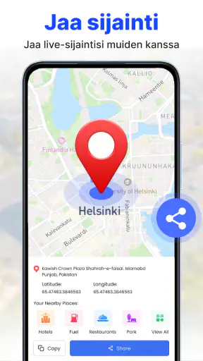 GPS-satelliitti live-maakartta screenshot