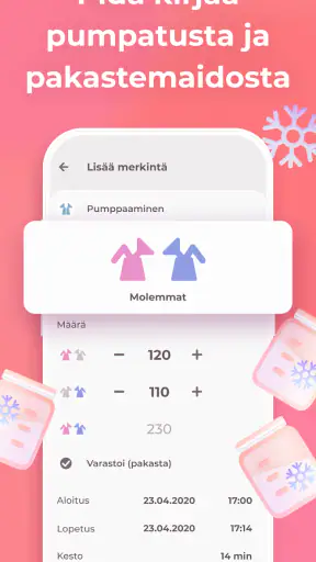Imetys ja vauva seuranta screenshot