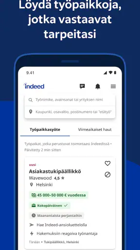 Indeed-työpaikkahaku screenshot